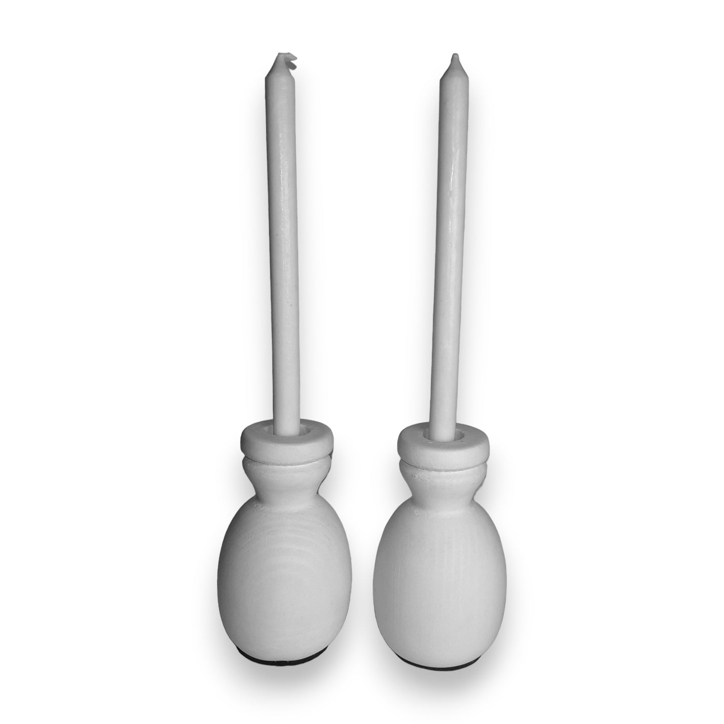 Set of artificial marble candle holders, medium height (white)
