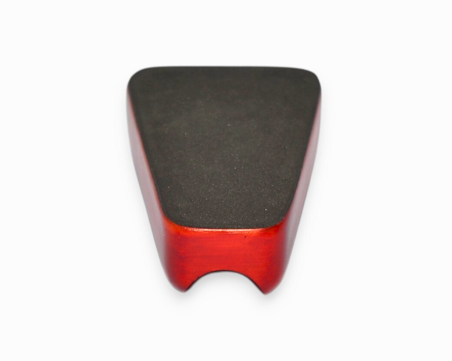 Black and red ashtray on a white background