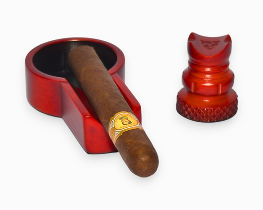 Cigar holder marble and ashtray on a white background
