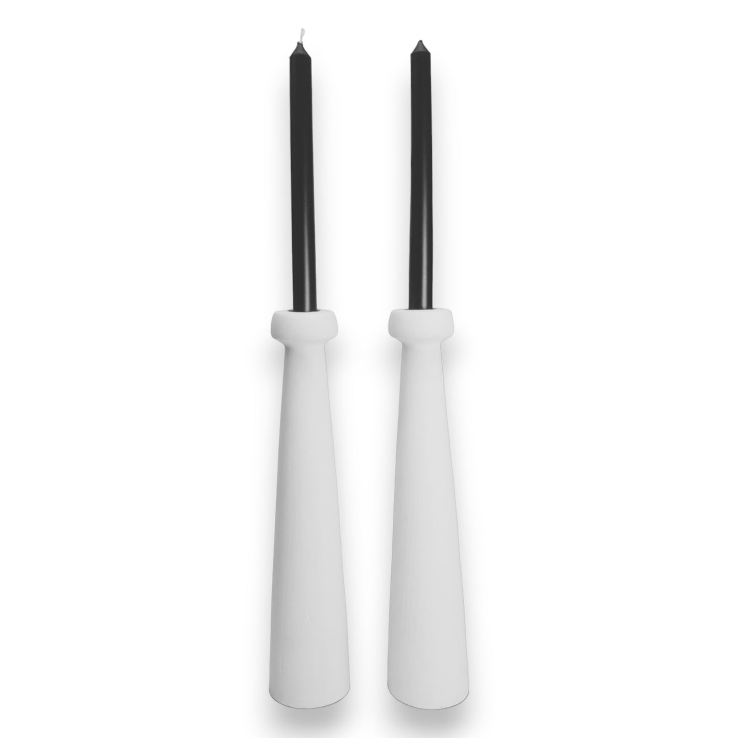 Artificial marble candle holder set, 24 cm tall (white)