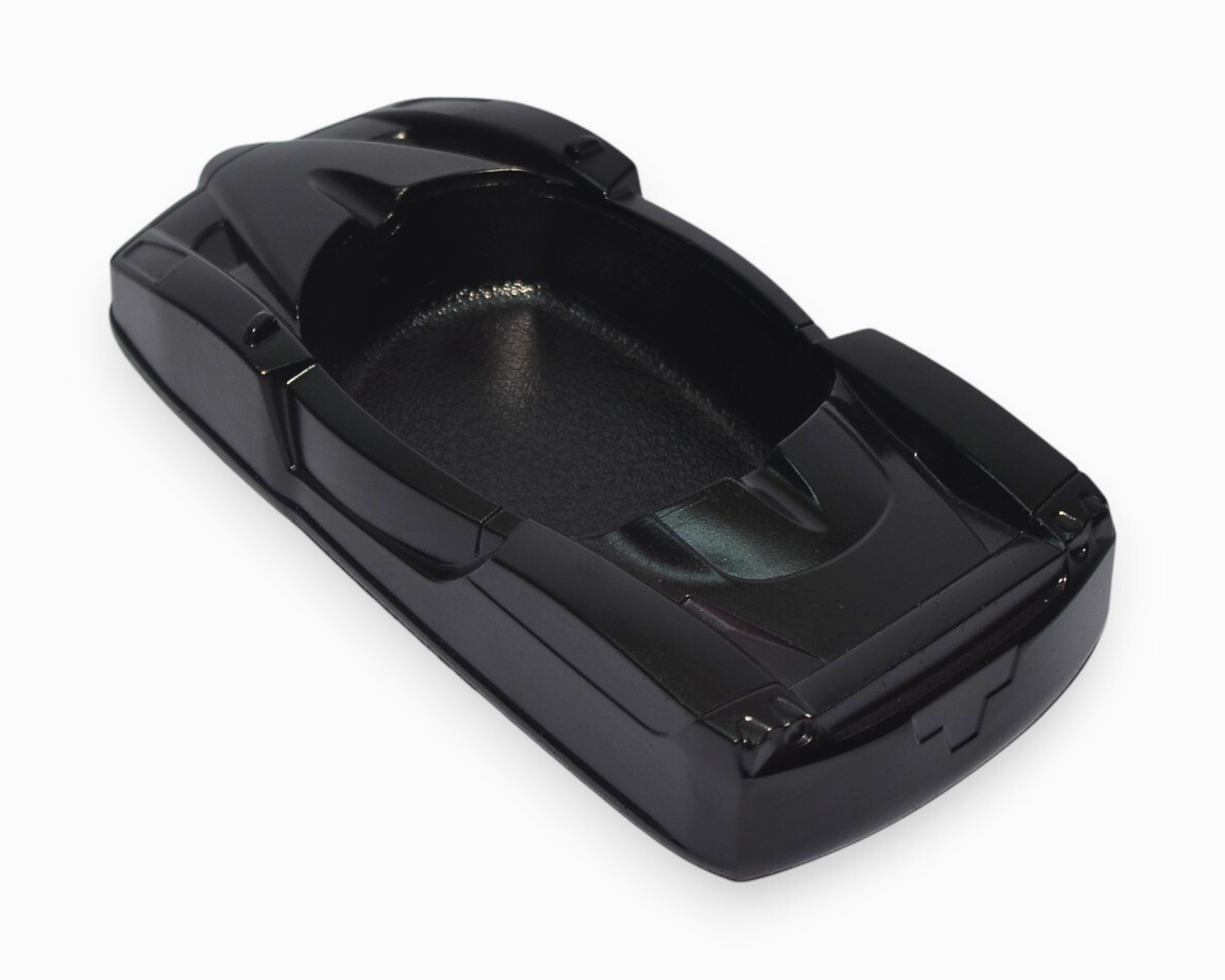 Black ashtray car shape on a white background