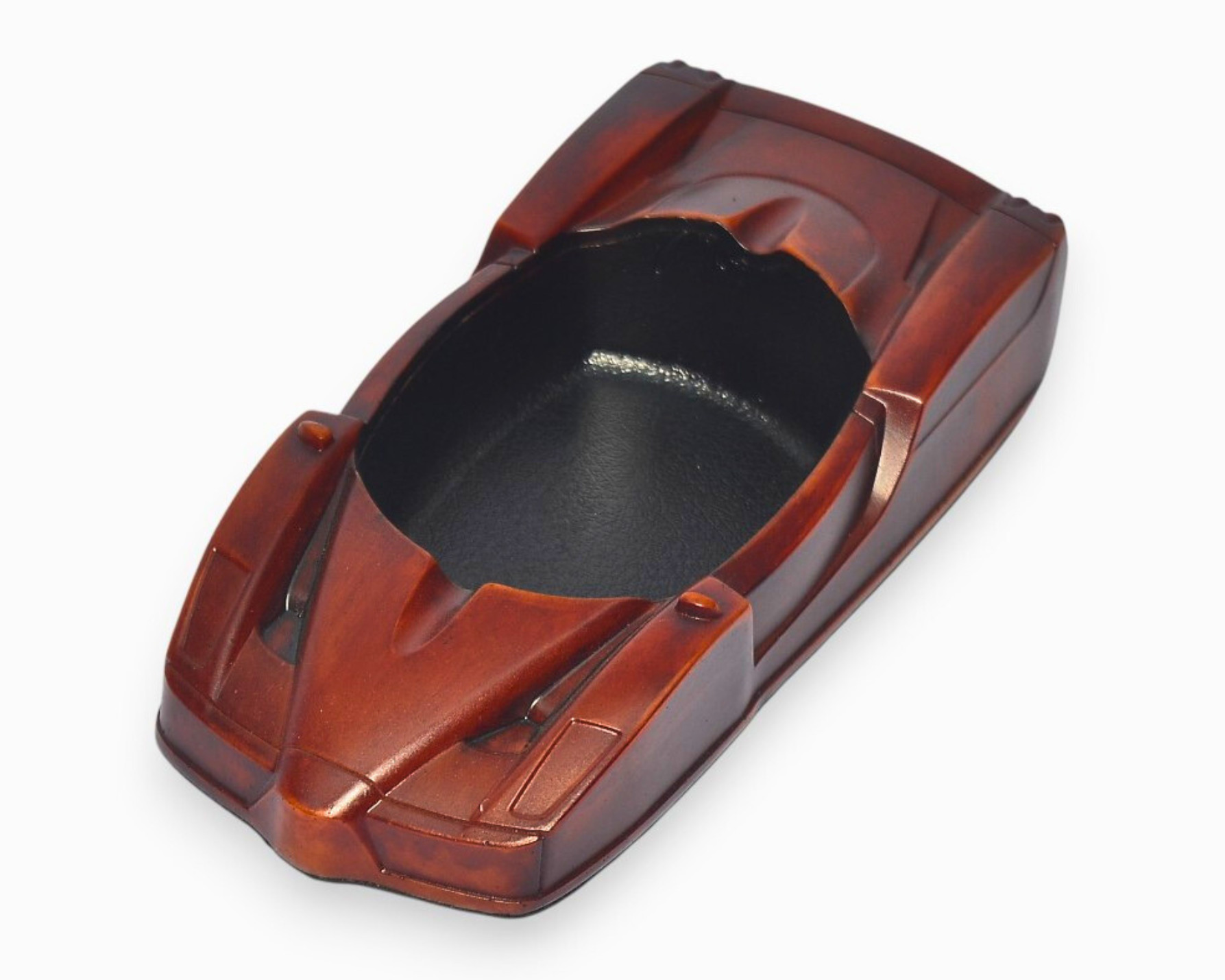 Brown ashtray toy car on a white background