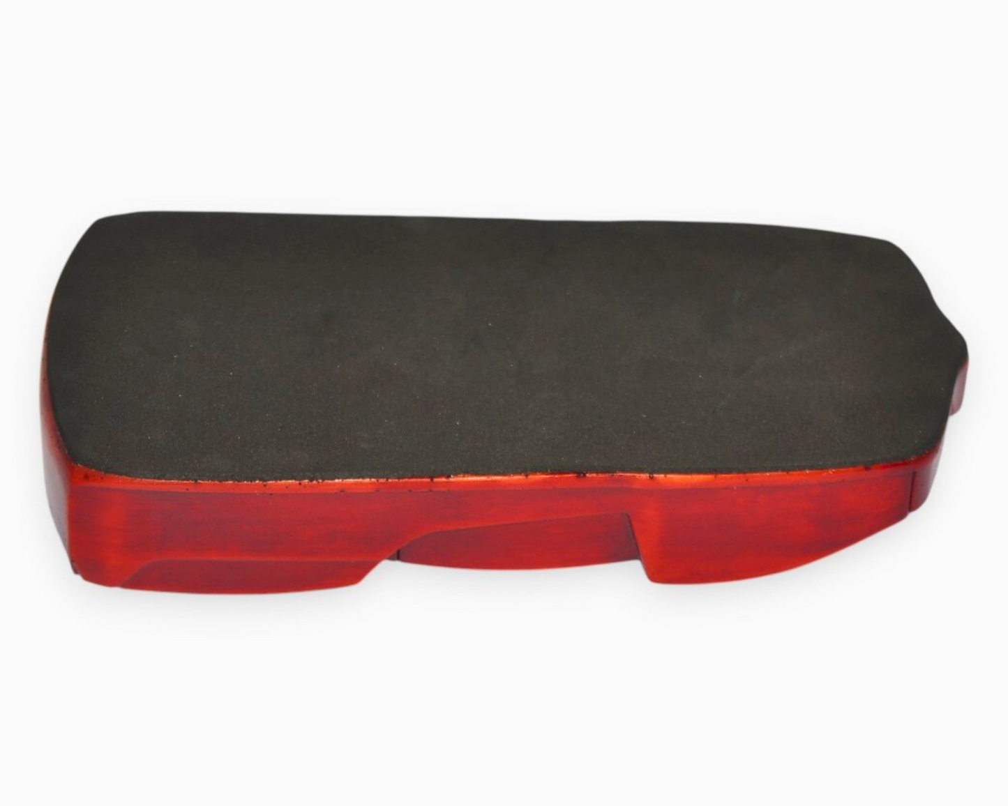 Black and red ashtray on a white background