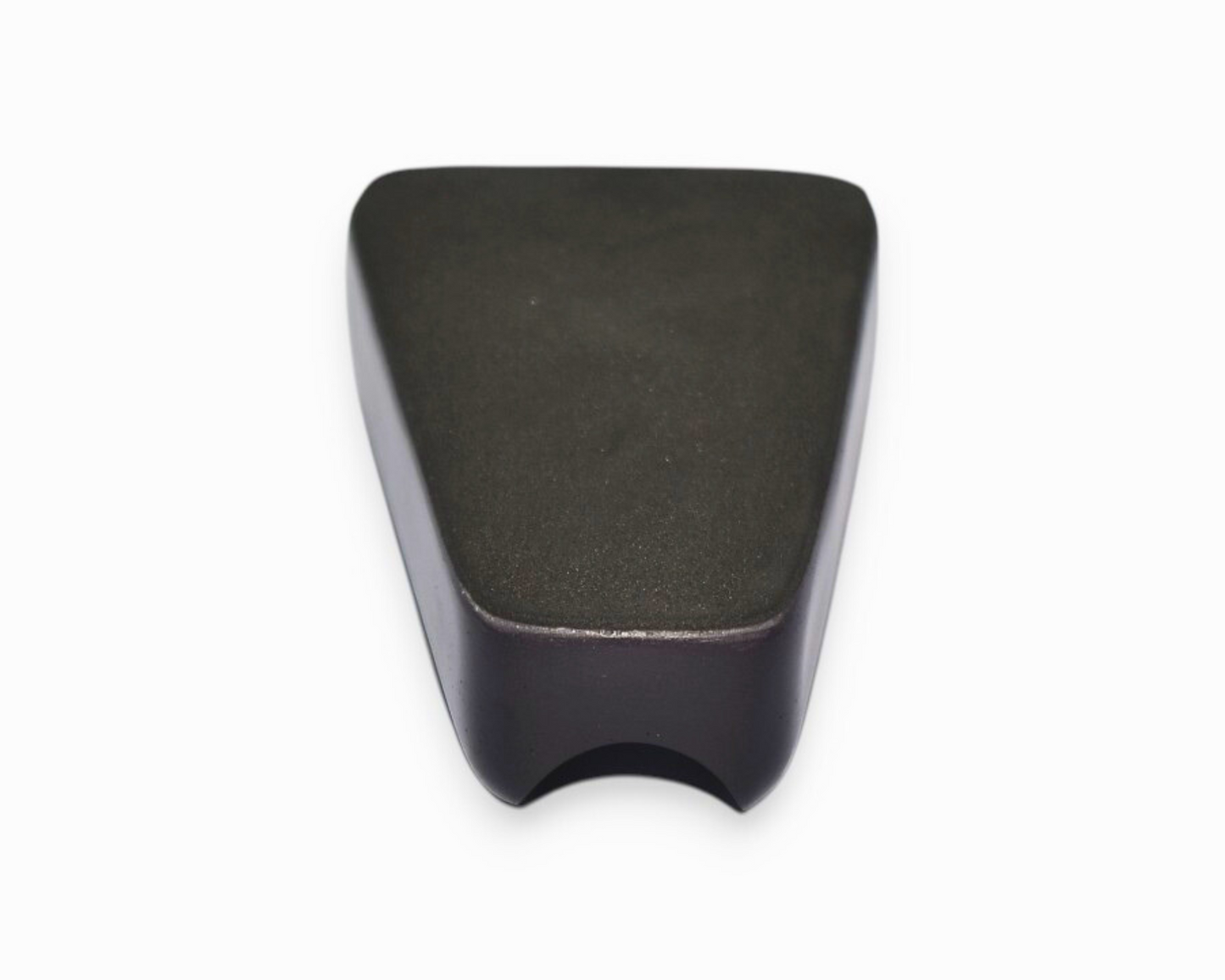 Triangular black ashtray on a white background