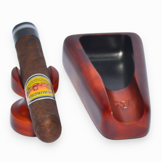 Cigar holder marble and ashtray on a white background