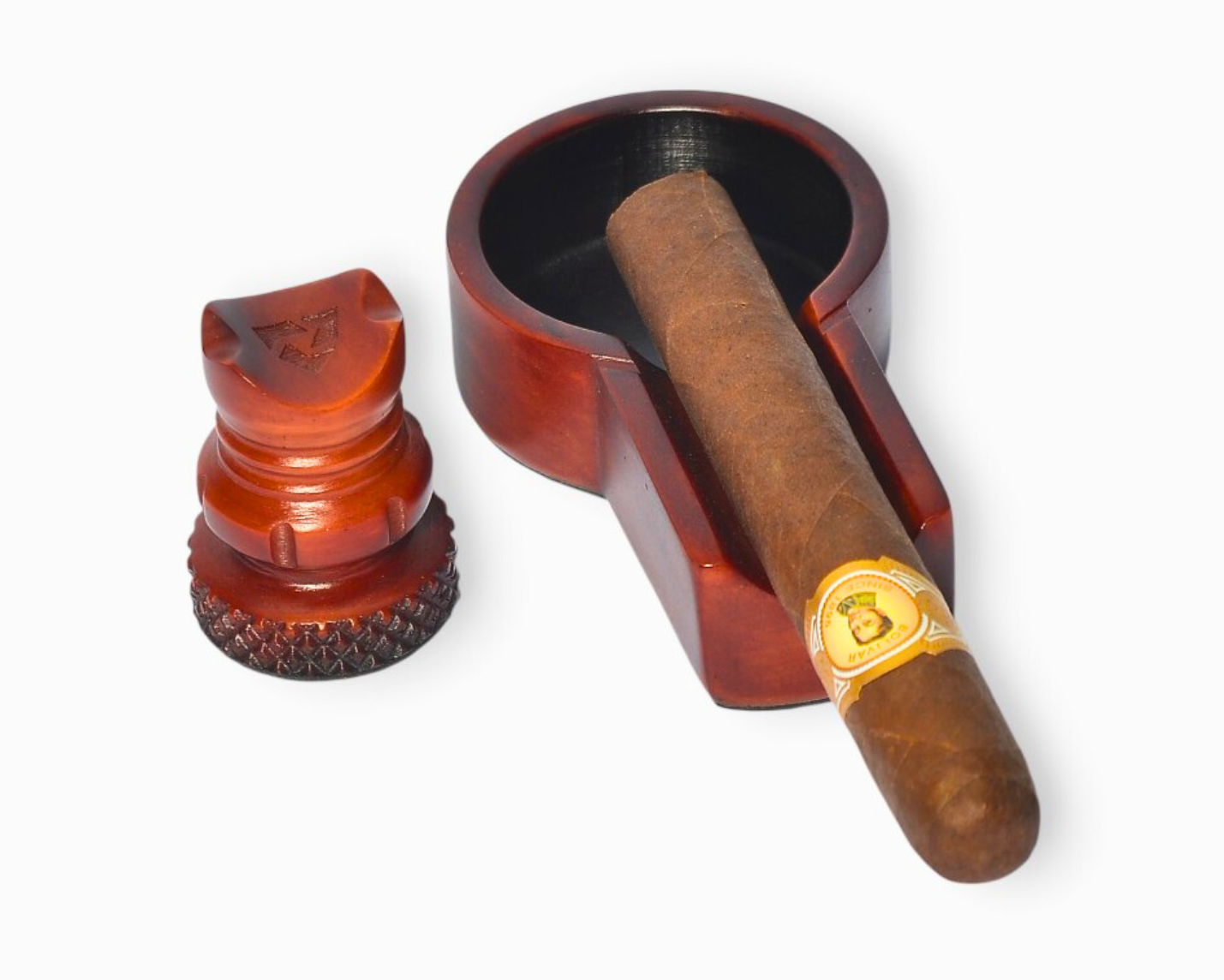 Cigar holder marble and ashtray on a white background