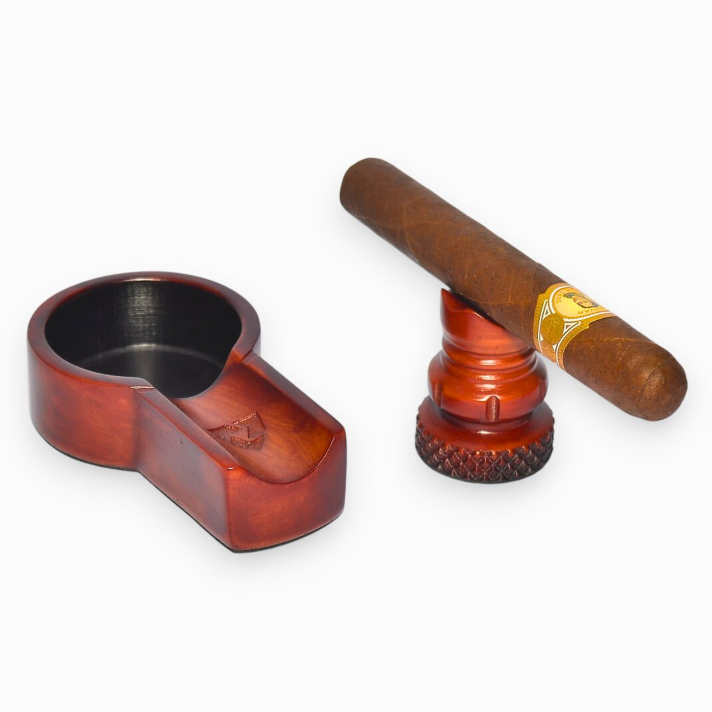 Cigar holder marble and ashtray on a white background