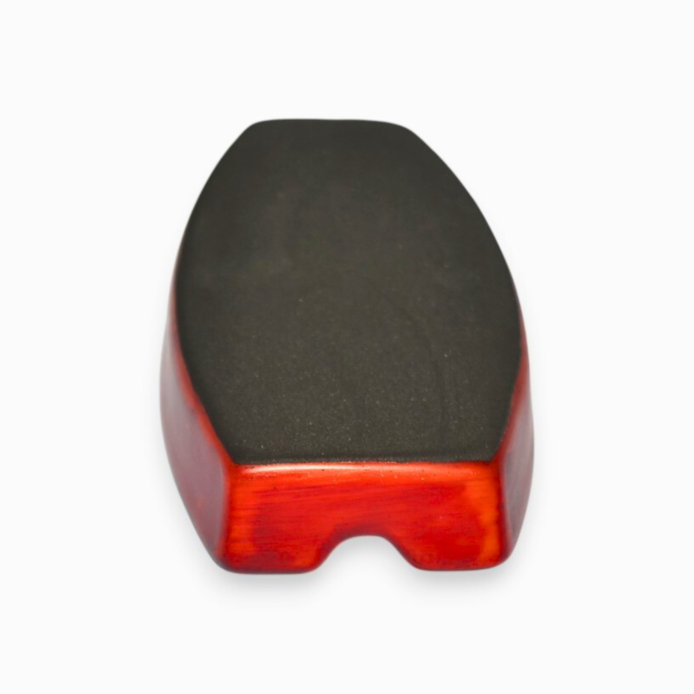 Black and red ashtray on a white backgroundray