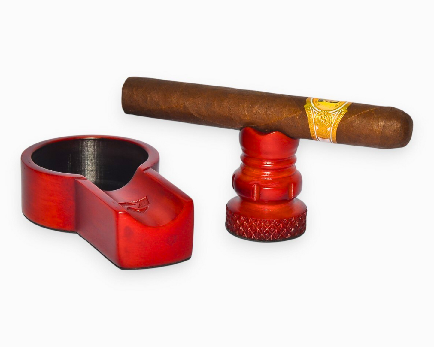 Cigar holder marble and ashtray on a white background