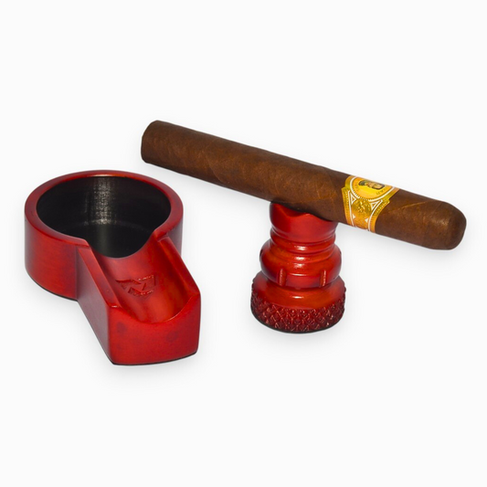 Cigar holder marble and ashtray on a white background