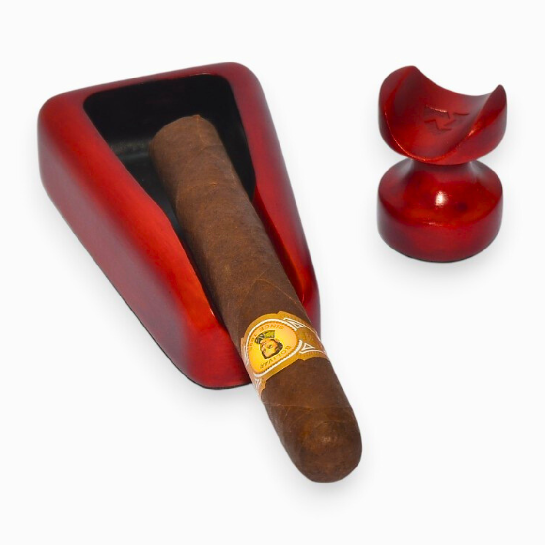Cigar holder marble and ashtray on a white background