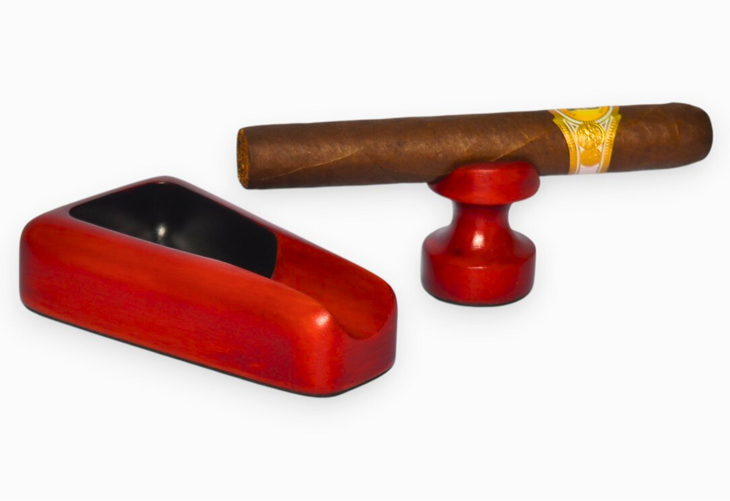 Cigar holder marble and ashtray on a white background
