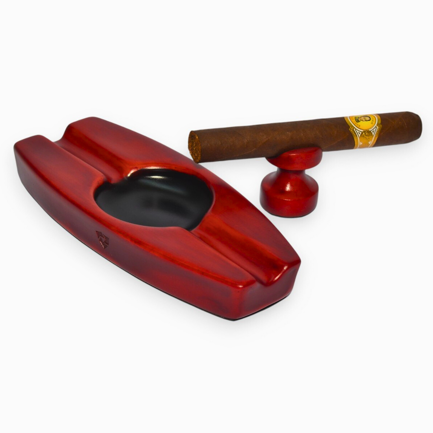 Cigar holder marble and ashtray on a white background