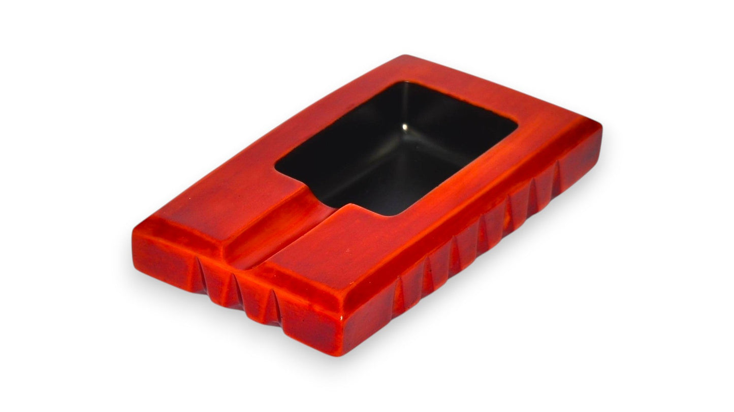 Rectangular cigar ashtray with a luxurious design and a single cigar rest (mahogny)